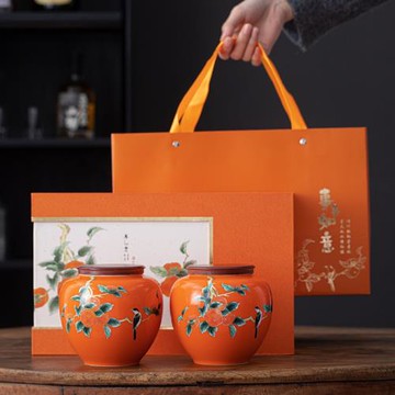 陶瓷茶葉罐紅茶綠茶毛尖龍井中式密封雙罐空禮盒家用送禮