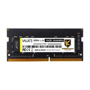 AITC 艾格 Value S DDR4 16GB 2666MHz SODIMM 筆記型記憶體  1.2V  1個