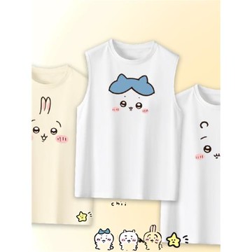 日漫吉伊卡哇Chiikawa烏薩奇小八純棉無袖T恤寬松透氣情侶背心潮