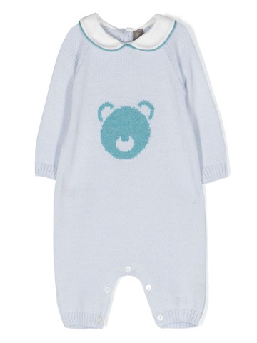 Little Bear - bear-motif virgin wool romper - kids - Virgin Wool - 1 mth - Blue