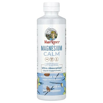 MaryRuth's, Magnesium Calm Liposomal，杏仁質香味草味，15.22 液量盎司（450 毫升）