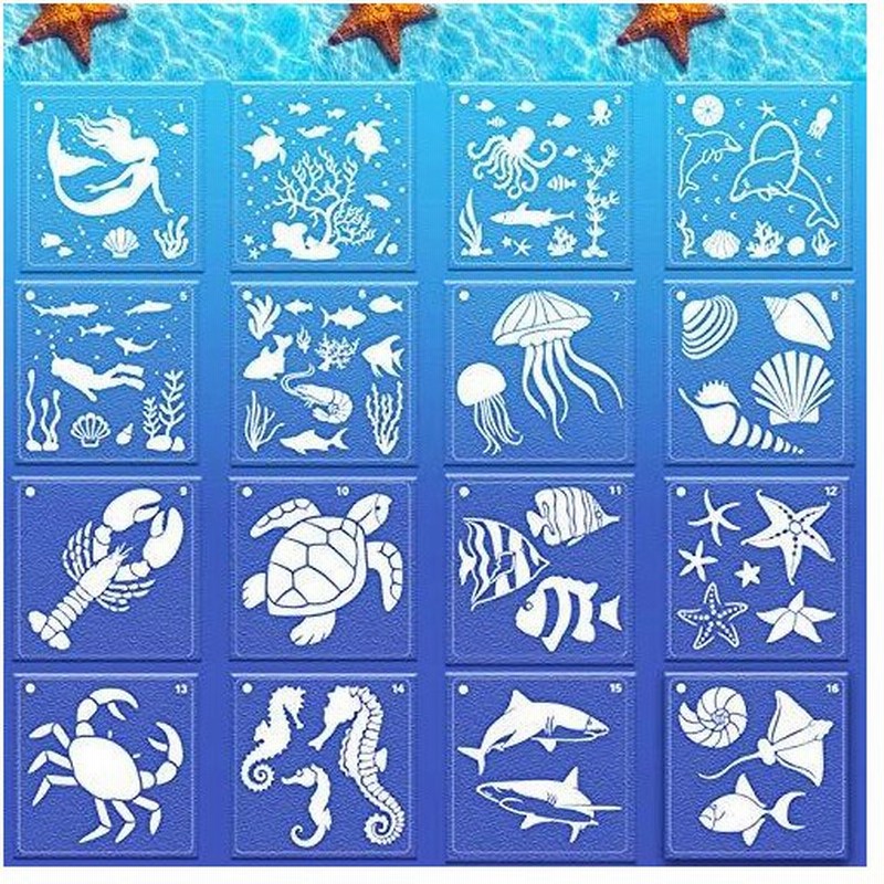 ステンシルシート 16枚セット 描画テンプレート ステンシルシート 子供 製図用テンプレート 手帳用 テンプレート 描画ツール 絵描き道具 塗り絵 通販 Lineポイント最大0 5 Get Lineショッピング