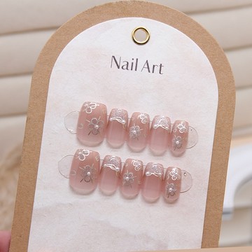 追光貓眼美甲 手工法式穿戴甲 小短T 可拆卸穿戴甲 美甲貼片 指甲片 美甲片 指甲貼 美甲 分碼10片 庫柏醬萌選