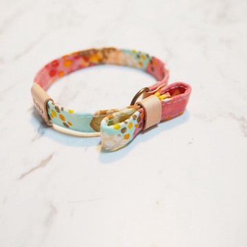 狗 小啾啾款項圈S號 春夜 水彩渲染 薄荷綠 附扭轉皮套 贈鈴鐺