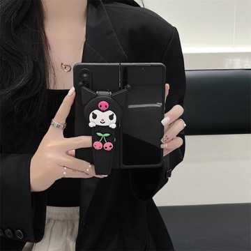 ins立體卡通可愛辣妹庫洛米適三星FOLD7手機殼fold5創意FOLD4手腕帶W23/W22/W21女款FOLD6折疊屏fold3保護套