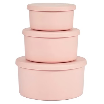 HAPPYCALL 耐熱矽膠圓形保鮮盒組  250ml + 500ml + 1000ml  粉色  3件  1組  3個  1組