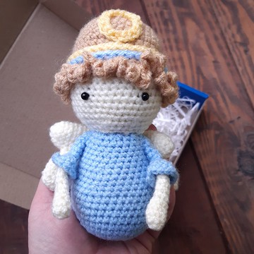 手工鉤針編織天使娃娃粉彩填充玩具柔軟手工 Amigurumi 禮物