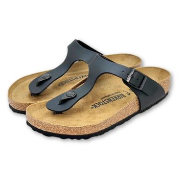 Birkenstock Gizeh 男女 人字拖 黑色 一般寬合成皮勃肯 吉薩 休閒夾腳拖鞋 經典素面平底休閒涼鞋 0043691