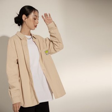 OB嚴選中大尺碼-男女共穿．玉米粒燈芯絨口袋織標襯衫罩衫《AB18789》