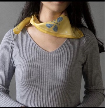 蜜蜂花園黃蠶絲絲巾 禮盒裝