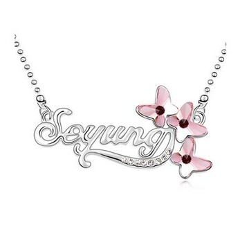 現貨+預購 925純銀項鍊水晶吊墜-奢華優美花飛蝶舞情人節生日禮物女飾品5色73bb43【獨家進口】【米蘭精品】