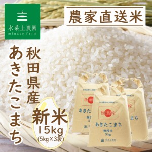 新米 令和5年産 米 お米 無洗米 15kg (5kg×3袋) 秋田県産 あきたこまち