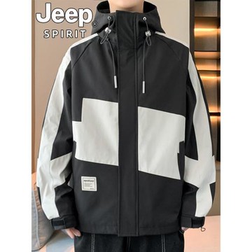 JEEP外套男春秋季2025新款連帽休閑防水立領男生男款運動薄款夾克
