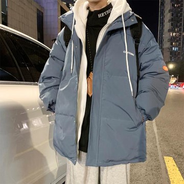 假兩件棉衣男潮牌ins棉服冬季加厚新款羽絨棉襖潮流連帽學生外套