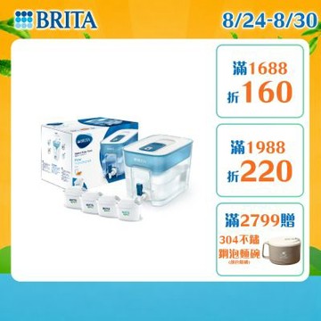 【BRITA官方】[共4芯] Flow濾水箱 8.2L+MAXTRA PRO濾芯 全效型x1 去水垢x3