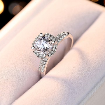 [米蘭精品] 莫桑鑽戒指925純銀銀飾-1ct花苞側邊愛心聖誕節情人節生日禮物女飾品73yk117