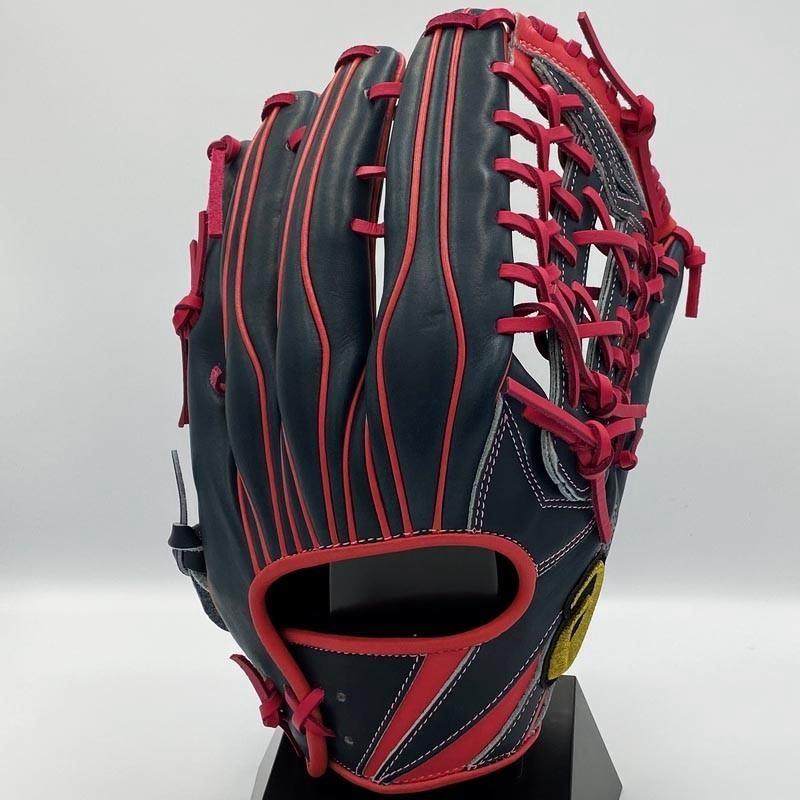 限定品 アシックス 外野手用 ネイビー×ピンク 野球 軟式グローブ