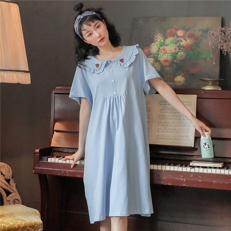 パジャマ 夏 綿 寝巻き ルームウェア レディース 韓国 ナイトウェア ワンピース 部屋着 パジャマ 半袖 寝間着 日常可 通販 Lineポイント最大get Lineショッピング