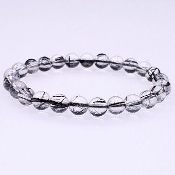 【優選百貨】天然水晶手鏈女士黑發晶原石礦物單圈能量石頭手串飾品禮物戒指 銀飾 首飾 項鏈