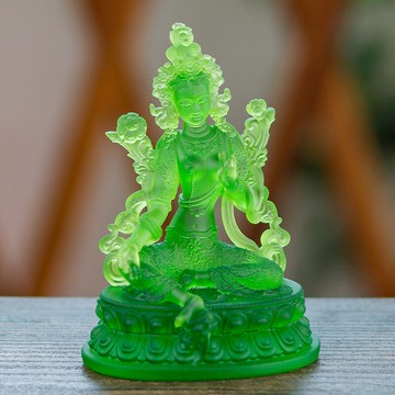 【居家供奉】綠度母佛像 觀音佛像 佛像擺件 佛像 菩薩像 琉璃佛像 禪意擺件 客廳佛堂供奉 迷你小尺寸 開光加持