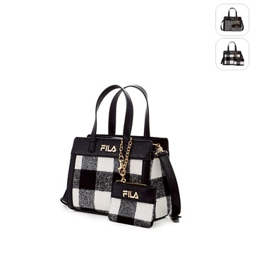 【FILA】格紋手提斜背包-黑色 BMY-5402-BK