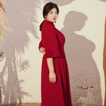 大碼旗袍改良胖mm敬酒服200斤加肥加大顯瘦宴會新娘回門中式禮服