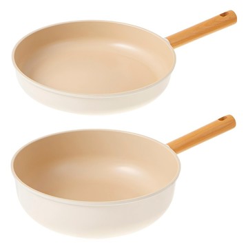 Tamsaa IH平底鍋具組  平底鍋28cm + 深型平底鍋28cm  奶白色  1組