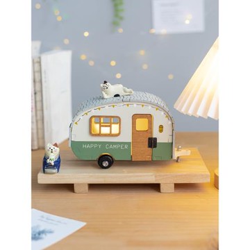 阿楹 復古木屋房車擺件工位床頭柜高級小眾奶油露營男女圣誕禮物