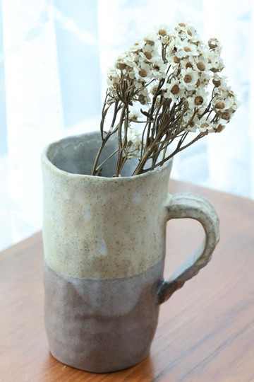 【聖誕節禮物】加拿大進口陶土馬克杯造型手捏乾花器流釉侘寂藝術