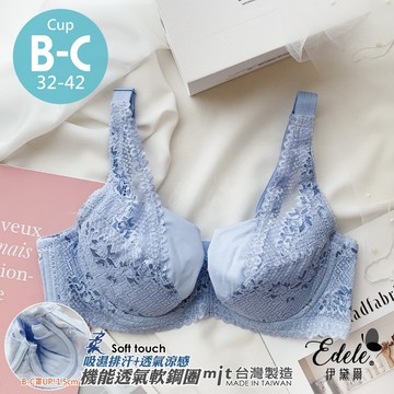 【伊黛爾】艾菲安娜蕾絲提托包覆集中魔術內衣*配褲須加購 B/C罩 32-42 (淺藍)-【8105】