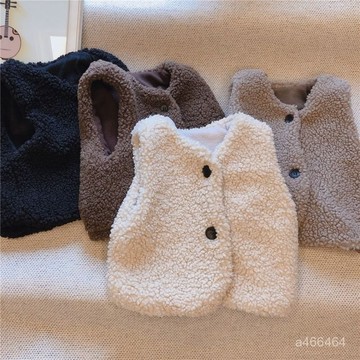 秋冬裝新款韓版女童羊羔毛加厚保暖馬甲背心日係兒童寶寶馬夾坎肩 韓版兒童秋冬加絨馬甲背心 保暖背心 兒童背心 背心外套女童