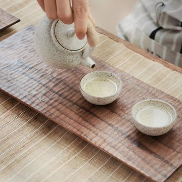 干泡盤 茶盤 點心盤 水波紋手工雕刻 黑胡桃木