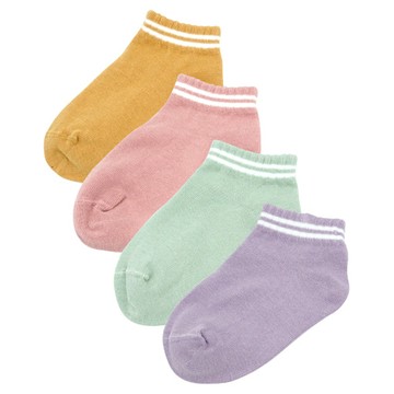 GIAT 吉亞特 兒童雙槓機能消臭船型襪 4雙 台灣製  駝色 + 淡粉色 + 淡綠色 + 芋紫色  大段(18~22cm)