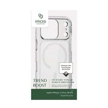 iPhone 18 Pro/ iPhone 17 Pro imos 耐衝擊軍規磁吸保護殼-透明