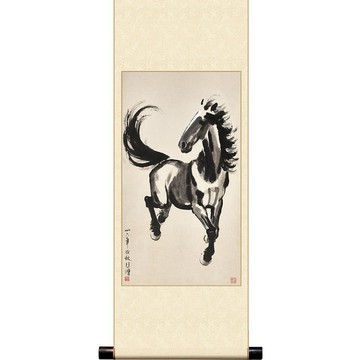 【 中式掛軸・Hanging Scroll 】徐悲鴻・奔馬