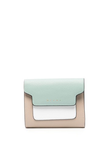 Marni - logo-print leather wallet - women - Cotton/Calf Leather - One Size - Brown