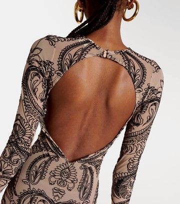 Etro Logo printed tulle midi dress