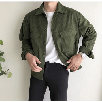 韓國燈芯絨口袋外搭襯衫｜3色