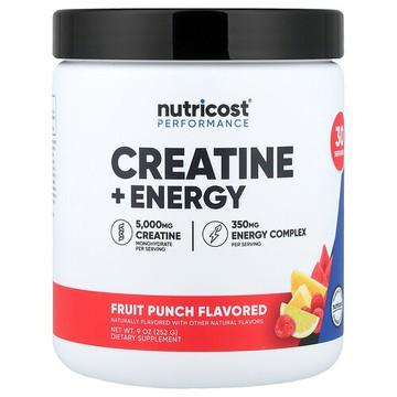 Nutricost, 表現，肌酸 + 能量，混合水果味，9 盎司（252 克）