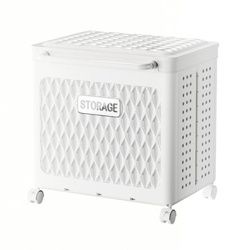 FAmILyLIFE 生活 輕奢風雙槽附蓋摺疊衣物收納籃 58L  淨白款  40.5 x 49 x 50cm  1個