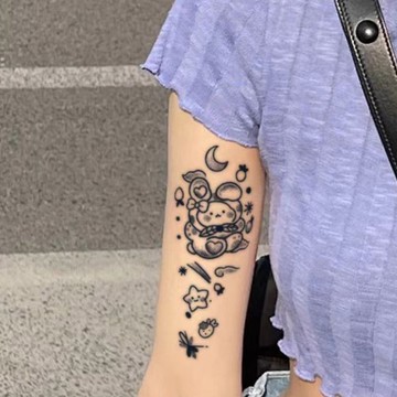 發2張【水果月兔】真實感不反光草本植物紋身貼紙搓洗不掉女生款