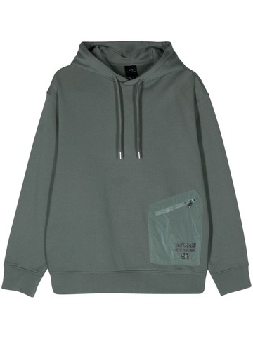 Armani Exchange - logo-embroidered cotton hoodie - men - Cotton/Cotton/Polyamide - S - Green