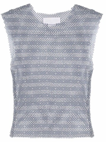 Genny - crystal-embellished mesh top - women - Elastane/Polyester/Polyamide - 44 - Blue