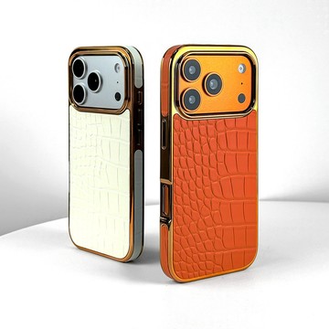 蘋果17手機殼橙色鱷魚紋iphone17promax電鍍新款輕奢16pro防摔貼皮15小衆14保護套13高檔外殼Air
