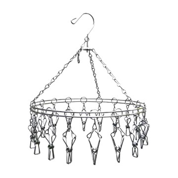 AOK 304不鏽鋼圓形襪架18夾  多功能晾曬夾  襪子內衣褲晾曬神器  1個