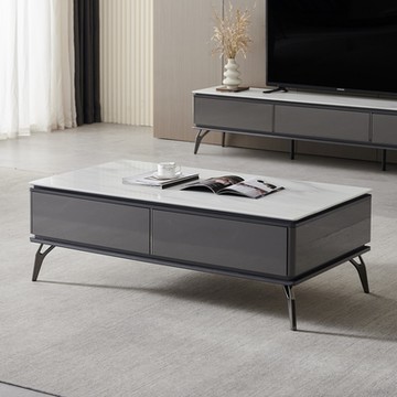 MUNA家居  310-130型4.3尺石面大茶几/抽屜緩衝滑軌 130X70X44cm