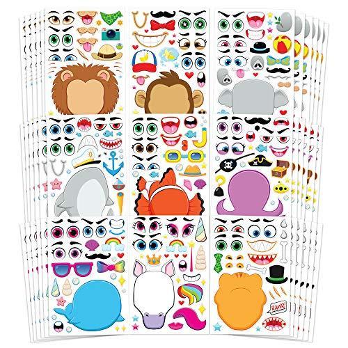 JOYIN 36 PCS Makeーaーface Sticker Sheets Make Your Own Animal Mix and Match