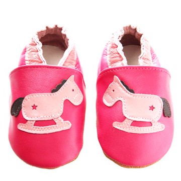 【BABY:MAMI】真皮手工寶寶學步鞋 (#37 小木馬） 12-18M/18-24M  止滑軟Ｑ膠底