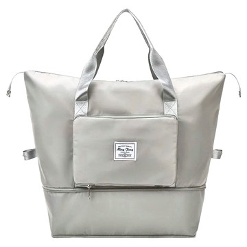 加大可折疊收納手提行李包-中性灰，尼龍材質，尺寸28x22x41公分  42 × 21 × 43cm