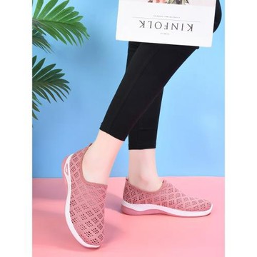 中老年平底媽媽鞋夏鏤空網鞋女透氣網面老北京布鞋防滑軟底休閑鞋